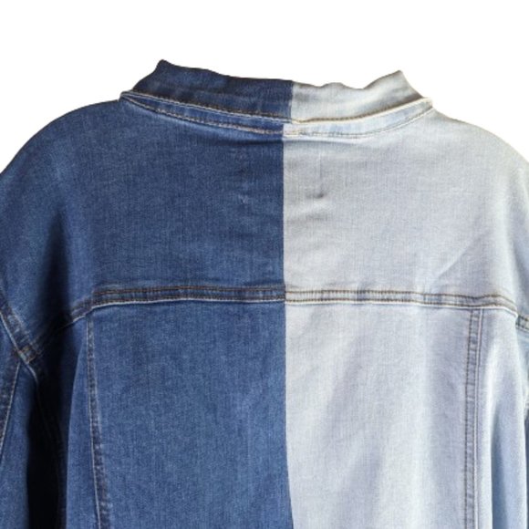 AZALEA WANG Gemini Blue Peplum Ruffled Denim Jacket Size 3XL Jean Akira - Picture 7 of 16